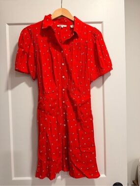 Levi's Red Floral Button-Front Short-Sleeve Dress